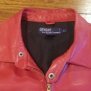 Red Leather Polo Jacket